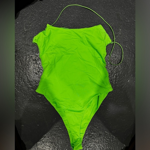 Tops - Neon green open criss cross bodysuit